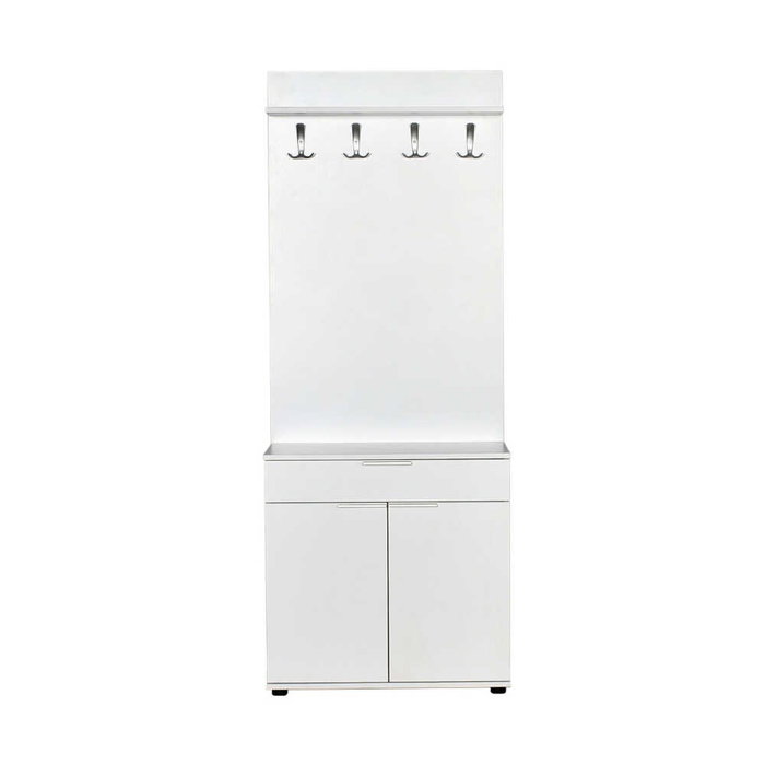 Hanah Home Soporte de Pasillo Blanco con Cajón y Estantes Hanah Home Soporte de Pasillo Blanco con Cajón y Estantes